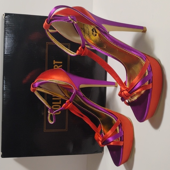 Colin Stuart Elegant Purple and Orange Women's Heels New In Box Sz 7B Stiletto! - Picture 2 of 10